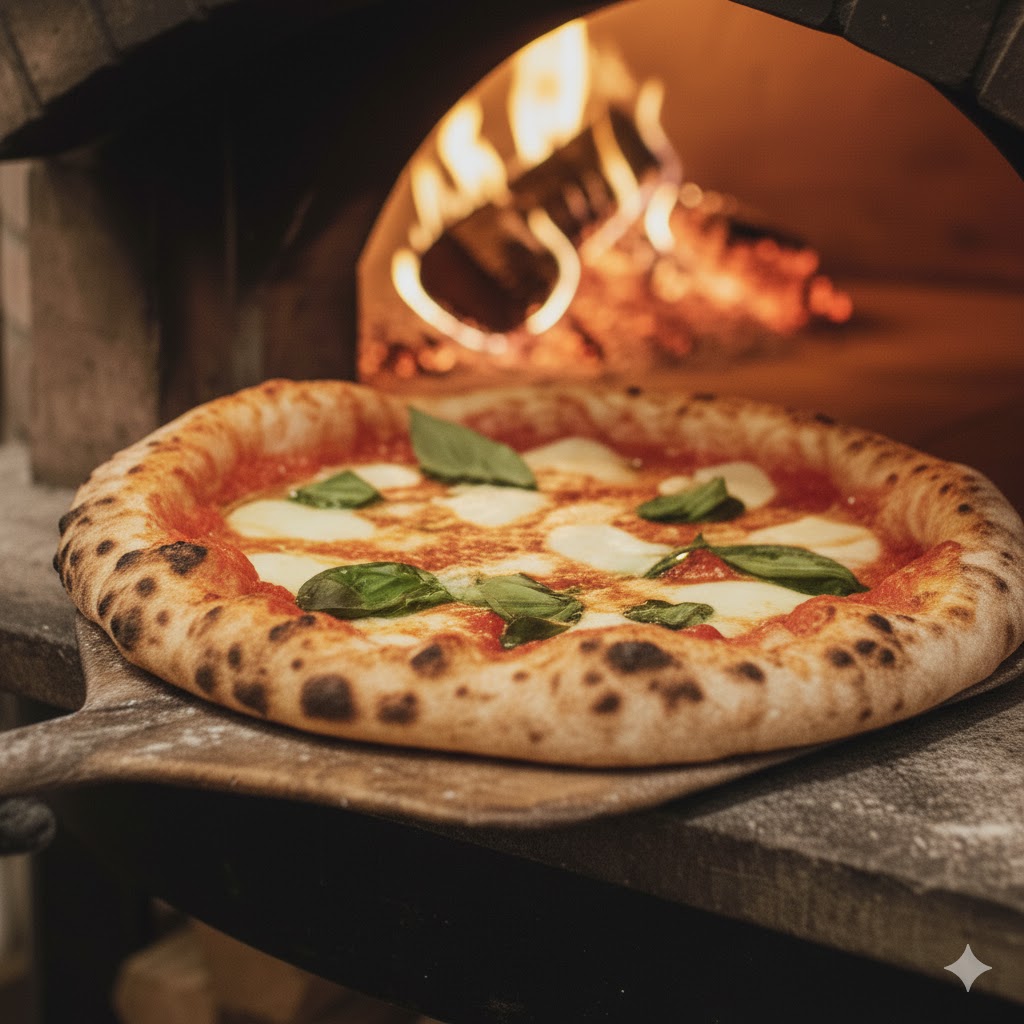 Pizza no forno à lenha